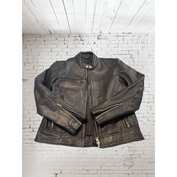 Mossi Genuine Leather Moto Bomber Jacket Sz. 10 - Picture 2 of 12